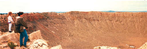   Which type of object caused the crater? A)  meteor B)  meteoroid C)  meteorite D)  asteroid