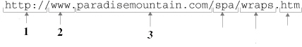   Figure A-2 The item marked 3 in the figure above is the ____. A) server name B) protocol C) directory D) domain name
