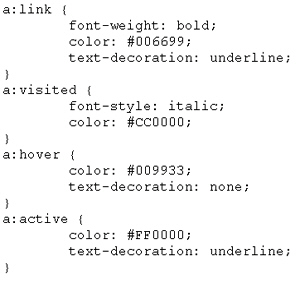   Using the styles defined in the figure above, which links will display underlined? A) unclicked and those in the process of being clicked B) clicked and those with a mouse over them C) clicked D) links with a mouse over them