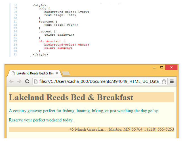    In the figure above, which lines of code set the formatting for the footer?