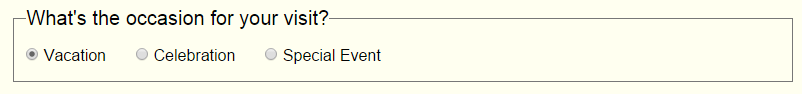   Referring to the figure above, the buttons were created using  the ____ value for the type attribute. A)  text B)  radio C)  checkbox D)  button
