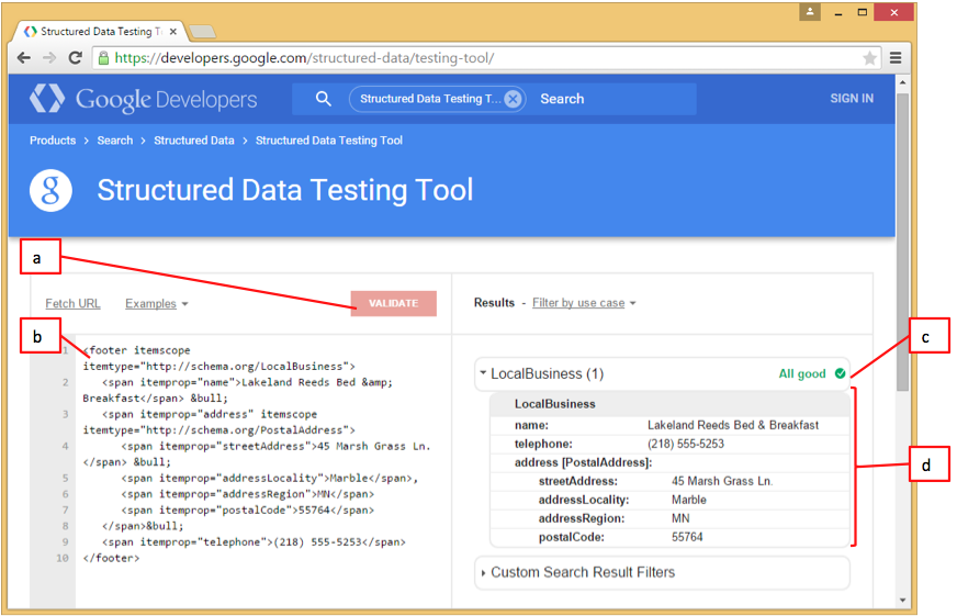   Referring to the figure above, item c indicates that __________. A)  Your HTML code is valid. B)  The microdata markup in your code is valid. C)  Your CSS code is valid. D)  Your search rank has increased.