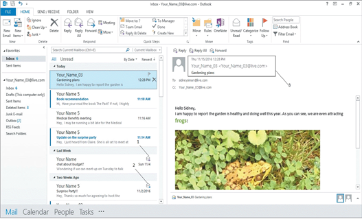   If spam were to arrive to your email address, it would most likely go into the folder labeled ____ in the accompanying figure. A)  Inbox B)  Deleted Items C)  Sent Items D)  Junk Email