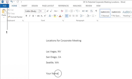   Once you have saved the document shown in the accompanying figure for the first time, clicking the ____ button saves changes without opening up a dialog box. A) New B) Save C) Print D) Close