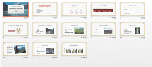   In the accompanying figure, the numbers that appear under each of the slides are the ____ timings. A) animation B) transition C) slide D) rehearse