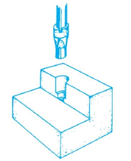 Which drilling operation is shown below?      A)  spotfacing B)  counterboring C)  countersinking D)  reaming
