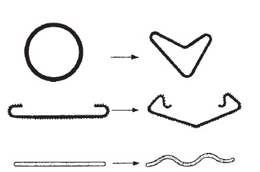 The extrudates at left are postformed into the shapes at right by being passed through____.     A)  dies B)  rollers C)  spiders D)  orifices