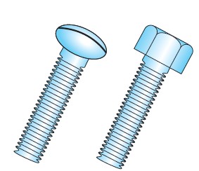 <strong>What type of fasteners are pictured here? </strong> A) self-threading B) threaded metal inserts C) standard bolts D) pull mandrels