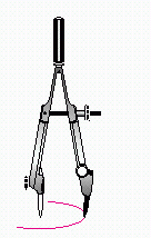 Suppose the two  legs  of the compass shown in the illustration are adjusted so that the distance between the pointed ends is 3 inches. What will the area of the circle be, if   ?   A)  28.26 B)  18.84 C)  3.1415926536 D)  6 E)  none of these