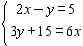 Express the solution of the graphed system as a general ordered pair.     A)  (5, 15)  B)  ( x , y )  C)  (2 x - y , 3 y - 6 x )  D)  ( x , 2 x - 5) 