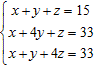 Use matrices to solve the system of equations. If the system has no solution, so indicate.   A)  ( 3, 4, 6 )  B)  ( 3, 4, 9 )  C)  ( 3, 6, 6 )  D)  ( 4, 6, 6 )  E)  No solution.