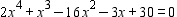Use the rational root theorem and the factor theorem to help solve the equation. Be sure that the number of solutions for the equation agrees with property of number solutions of a polynomial equation, taking into account multiplicity of solutions.   A)    B)    C)    D)    E)   