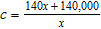 The average cost c (in dollars) for a company to produce x child car seats is given by the formula . Find the company's average cost to produce a car seat if 1,000 are produced. $ __________