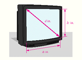 What size is the television screen shown in the illustration? Find   if   in. and   in.   A)  25 in. B)  35 in. C)  14.2 in. D)  13.2 in. E)  5 in.