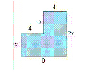  Write a simplified algebraic expression for the area of the region.   A)   24 x ^ { 2 }  B)   12 x ^ { 2 }  C)   24 x  D)   12 x  E)   24