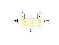  Write a simplified algebraic expression for the perimeter of the region.   A)   2 x + 8  B)   2 x + 18  C)   4 x + 8  D)   4 x ^ { 2 } + 18  E)   4 x + 18