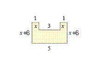  Write a simplified algebraic expression for the area of the region.   A)   2 x + 30  B)   x ^ { 2 } + 30  C)   30 - x ^ { 2 }  D)   x ^ { 2 } + 18  E)   5 x + 30