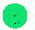  Find the area of the circle to the nearest tenth, if  \pi = 3.14  and a = 3 in.   __________ in  2