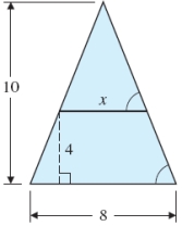 Use proportions to find x. Round your answer to one decimal place.   A)  5.8 B)  6.8 C)  1.8 D)  4.8 E)  9.8