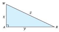  Find the given trigonometric function of the indicated angle using triangle RAW. cos W, where  x = 23 , y = 32 , z = 46    A)   \frac { 23 } { 32 }  B)   \frac { 23 } { 12 }  C)   \frac { 1 } { 2 }  D)   \frac { 23 } { 16 }  E)   \frac { 16 } { 23 }