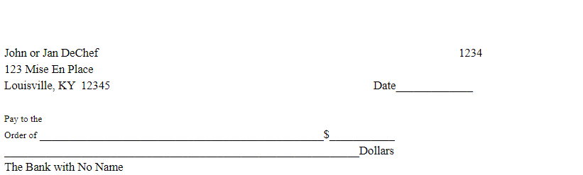 Fill out the following check. Write the check to Kroger for $252.25; use today's date and your signature.  