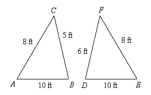 Determine whether the two triangles below are congruent. ​   ​ A)  Congruent B)  Not congruent