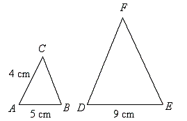 Triangles ABC and DEF are similar. Find the length of side DF. Round to the nearest tenth. ​   ​ A)  7.7 cm B)  7.2 cm C)  8.2 cm D)  6.6 cm E)  6.8 cm