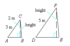 Triangles ABC and DEF are similar. Find the height of triangle DEF. Round to the nearest tenth.   A)  3.7 m B)  3.1 m C)  2.7 m D)  3.3 m E)  4.1 m