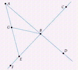 In the figure below   and   are perpendicular lines. Name two adjacent angles. ​   ​ A)    B)    C)  ​   D)    E)   