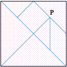 Determine the coordinates at point P in the following square if the bottom left hand corner is at the origin, and the length of each side of the square is 20 . ​   ​ A)  ( 15 , 15 )  B)  ( 15 , 20 )  C)  ( 20 , 20 )  D)  ( 5 , 5 )  E)  ( 10 , 5 ) 