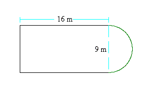 Find the perimeter of the figure below. Use 3.14 for   .   A)  60.26 m B)  39.13 m C)  55.13 m D)  46.13 m E)  69.26 m