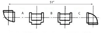 Use Data Sheet 5 and 7.Mixed number Example: 2-1/3  Put a dash between the whole number and the fraction.Simple Fraction Example: 2/3      1 threaded pipe is divided into three equal segments.c-c = 51 inches long  1 threaded, 90 ell  1 threaded, tee  Find the end-to-end measure of pipe B.