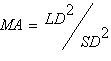 What is the MA of a hydraulic jack with a 1/4-inch pump piston and a 2-inch output piston.   A)  55:1 B)  64:1 C)  66:1 D)  63:2