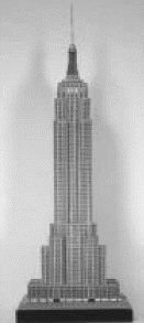 Does the picture illustrate a line symmetry? Empire State Building, New York City   A)  No, not symmetric B)  Yes, symmetric