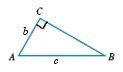  Find the sine, cosine, and tangent for the angle  A  where  b = 1  and  c = \sqrt { 26 }    Round your answers to four decimal places.  \sin A \approx  __________  \cos A \approx  __________  \tan A =  __________ 