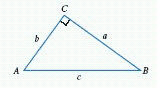  Use the figure to answer the question. Enter the letter of the side of the triangle as your answer.   What is the side adjacent to  \angle A ?