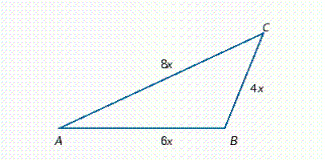  The perimeter of  \Delta   A B C   is 342 in. Find the lengths of the sides.   A)   \overline { A B } = 6 \text { in. } \overline { B C } = 4 \text { in., and } \overline { A C } = 8 \mathrm { in } .  B)   \overline { A B } = 76 \text { in. } \overline { B C } = 114 \text { in., and } \overline { A C } = 152 \mathrm { in }  C)   \overline { A B } = 114 \text { in. } \overline { B C } = 76 \text { in., and } \overline { A C } = 152 \mathrm { in }  D)   \overline { A B } = 4 \text { in. } \overline { B C } = 6 \text { in., and } \overline { A C } = 8 \mathrm { in } .  E)   \overline { A B } = 152 \text { in. } \overline { B C } = 114 \text { in., and } \overline { A C } = 76 \mathrm { in }