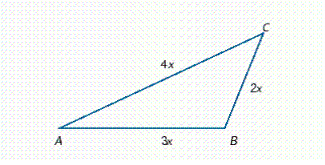  The perimeter of  \Delta   A B C  is 135 in. Find the lengths of the sides.    A B = _____ in .,   B C = ________in ., and    