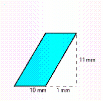  Find the area of the shaded region.   A)  11  \mathrm { mm } ^ { 2 }  B)  10  \mathrm { mm } ^ { 2 }  C)  55  \mathrm { mm } ^ { 2 }  D)  110  \mathrm { mm } ^ { 2 }  E)  121  \mathrm { mm } ^ { 2 }