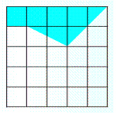  Estimate the area of the shaded figure to the nearest square centimeter. The grid lines in the figure are one centimeter apart.   A = __________  \mathrm { cm } ^ { 2 }