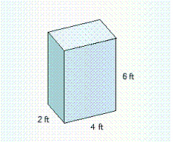  Find the volume of the solid.   A)   12 \mathrm { ft } ^ { 3 }  B)   64 \mathrm { ft } ^ { 3 }  C)   8 \mathrm {ft } ^ { 3 }  D)   216 \mathrm { ft } ^ { 3 }  E)   48 \mathrm { ft } ^ { 3 }