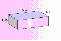  Find the volume of the solid.   A)   4,862 \text { in } ^ { 3 }  B)   1,331 \text { in. } ^ { 3 }  C)   17,576 \text { in. } { } ^ { 3 }  D)   54 \mathrm { in } ^ { 3 }  E)   4,913 \text { in } ^ { 3 }