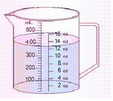  Measure the amount in the container in milliliters.   A)   13 \text { milliliters }  B)   280 \text { milliliters }  C)   380 \text { milliliters }  D)   33 \text { milliliters }  E)   16 \text { milliliters }