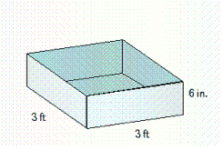Find the volume of the solid.   Give your answer in the U.S. system to the nearest tenth of a gallon. A)  2.8 gal B)  54 gal C)  33.7 gal D)  0.2 gal E)  7,776 gal