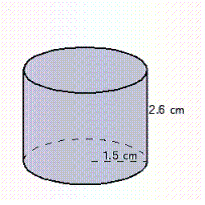  Find the volume of the solid to the nearest cubic unit. Use  \pi  = 3.14 or the value of  \pi  on your calculator.   V  \cong  __________  \mathrm { Cm } ^ { 3 }