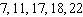<strong>Find the three measures of central tendency (the mean, median, and mode). </strong> A) Mean: 17 Median: 15 Mode: none B) Mean: 15 Median: 17 Mode: none C) Mean: none Median: 17 Mode: 15 D) Mean: 15 Median: 15 Mode: 17 E) Mean: 15 Median: none Mode: 17