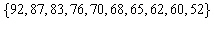 Consider a class of examination scores. What is the percentile rank of a score of 62? __________ th percentile