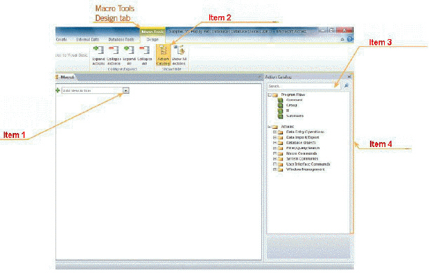 FIGURE AC 11-1   In the accompanying figure, ____ points to the area where you click to display a list of actions. A)  Item 1 B)  Item 2 C)  Item 3 D)  Item 4