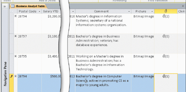     Figure 5-3 In the accompanying figure, the data type of ___________________ is used for the Comment field because the field can contain text that is variable in length.