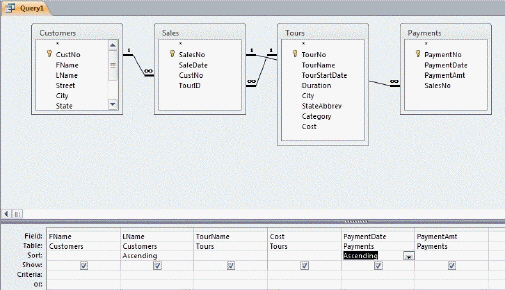   You decide you want to see the PaymentDate field in the query above. Describe how to do this.